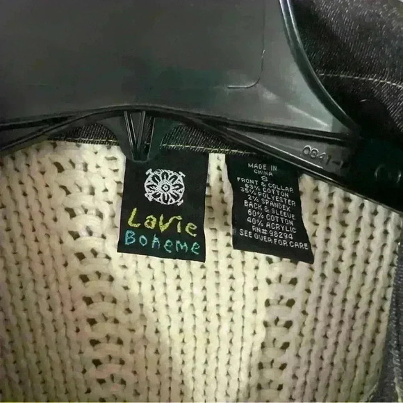 LaVie Boheme Denim And Knit Button Up Women’s Size S - Picture 2 of 3